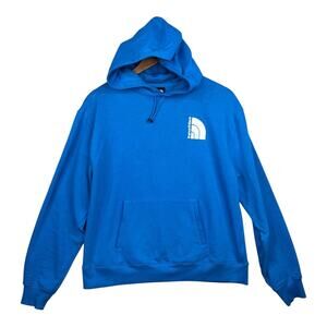 The North Face Bright Blue Oversized Fleece Mid Weight Lined Hoodie Womens Small